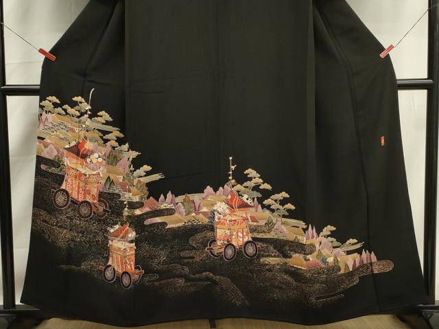 平和屋着物■豪華黒留袖 作家物 山車 風景松文 金彩 正絹 逸品 DABK6800ya
