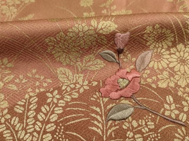 平和屋着物■上質な小紋 刺繍 地紙花文 暈し染め 金彩 正絹 逸品 DABK6813ya