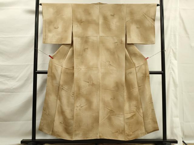 平和屋着物■上質な小紋 地紋起こし 雲取り風景文 暈し染め 正絹 逸品 DABK6820ya