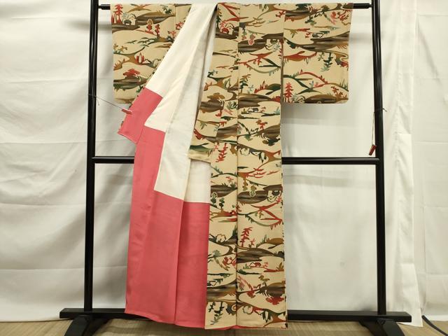 平和屋着物■上質な小紋 型染 風景文 正絹 逸品 DABK6823ya
