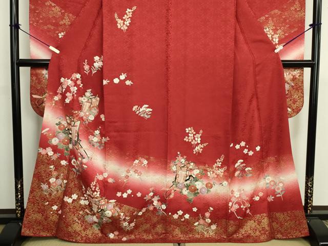 平和屋着物■豪華振袖 御所車花文 暈し染め 金彩 正絹 逸品 DABK6833ya