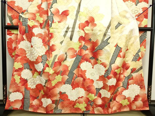 平和屋着物■豪華振袖 駒刺繍 草花文 竹 金彩 正絹 逸品 DABK6839ya