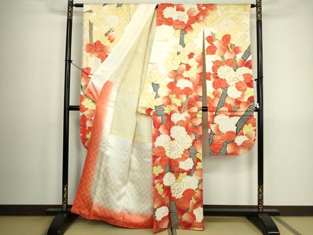 平和屋着物■豪華振袖 駒刺繍 草花文 竹 金彩 正絹 逸品 DABK6839ya
