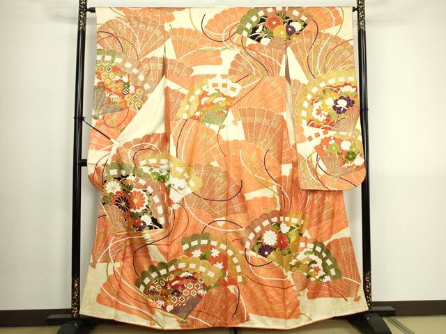 平和屋着物■豪華振袖 駒刺繍 檜扇花松文 金彩 正絹 逸品 DABK6840ya