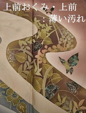 平和屋着物■訪問着 流水舞蝶草葉文 暈し染め 金銀彩 正絹 逸品 DABK6842ya