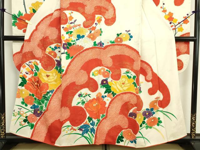 平和屋着物■豪華振袖 駒刺繍 絞り 立波草花文 金彩 正絹 逸品 DABK6846ya