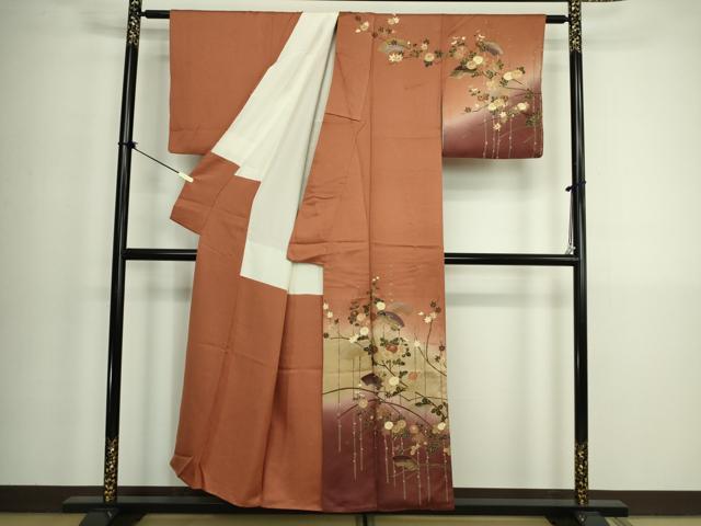 平和屋着物■訪問着 地紙花文 暈し染め 金彩 正絹 逸品 DABK6853ya
