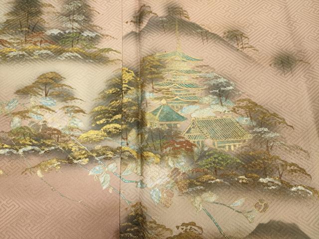 平和屋着物■訪問着 風景文 暈し染め 金銀彩 正絹 逸品 DABK6858ya