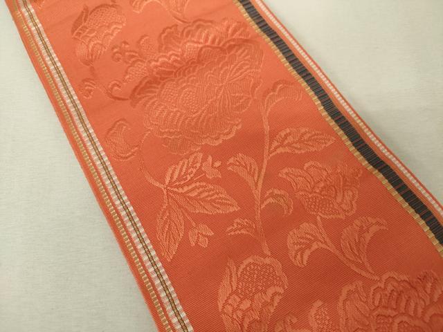 平和屋着物◎本場筑前博多織 半幅帯 更紗花文 大倉織工場謹製 証紙付き 正絹 逸品 DABK6886ya