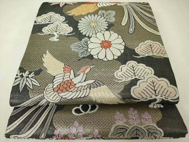 平和屋着物◎佐賀錦 六通柄袋帯 鳳凰花松文 金銀糸 正絹 逸品 DABK6890ya