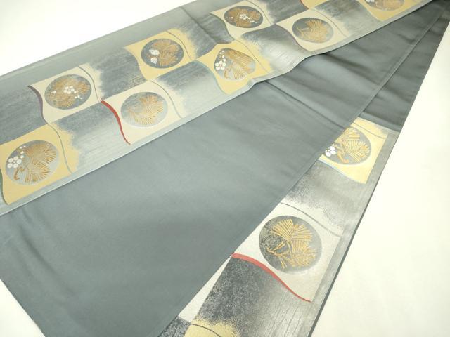 平和屋着物◎六通柄袋帯 唐織 松葉丸文 あやぎぬ 綾 金銀糸 正絹 逸品 DABK6916ya