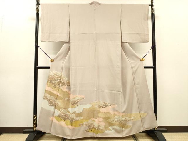 平和屋着物■豪華色留袖 刺繍 雲取り松文 鹿の子 金彩 正絹 逸品 DABK6968ya