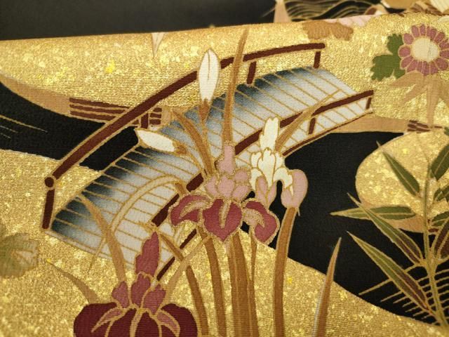 平和屋着物■豪華黒留袖 作家物 風景花松文 金彩 正絹 逸品 DABK6982ya