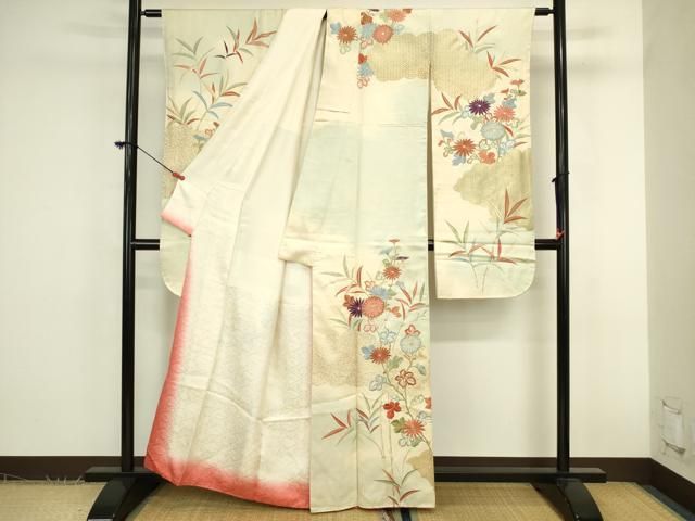 平和屋着物■豪華振袖 刺繍 草花文 金彩 正絹 逸品 DABK6987ya
