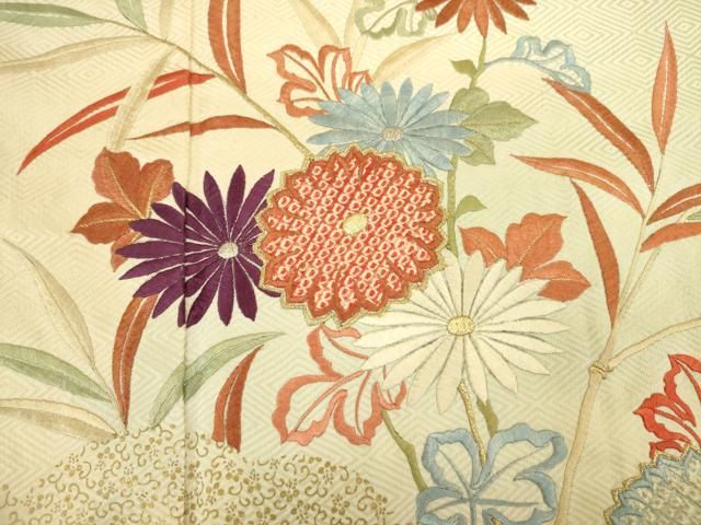 平和屋着物■豪華振袖 刺繍 草花文 金彩 正絹 逸品 DABK6987ya