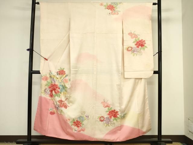 平和屋着物■豪華振袖 駒刺繍 花鳥文 暈し染め 金彩 正絹 逸品 DABK6990ya