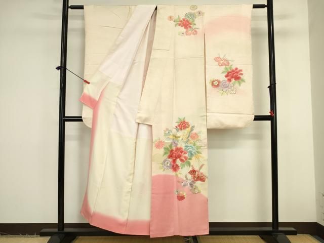 平和屋着物■豪華振袖 駒刺繍 花鳥文 暈し染め 金彩 正絹 逸品 DABK6990ya