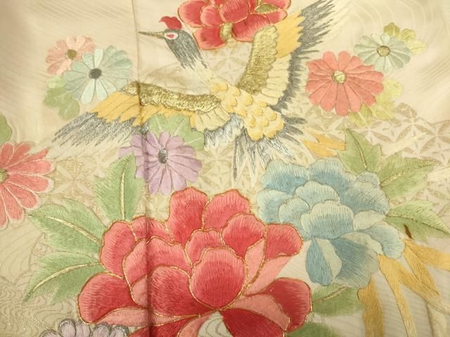平和屋着物■豪華振袖 駒刺繍 花鳥文 暈し染め 金彩 正絹 逸品 DABK6990ya