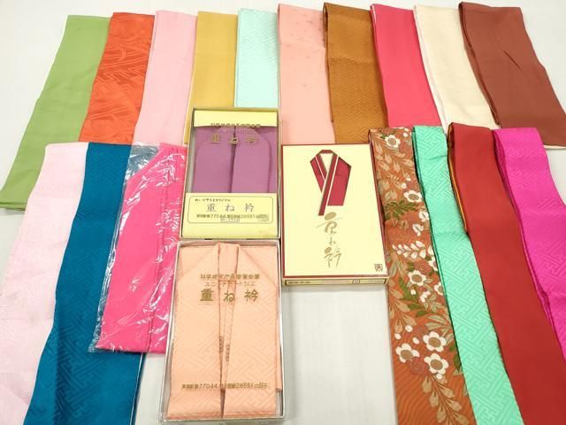 平和屋着物▼和装小物 重ね衿・伊達衿 まとめて20点 紗綾形 草花文 菊 金糸 未使用品あり 逸品 DABK7105xg