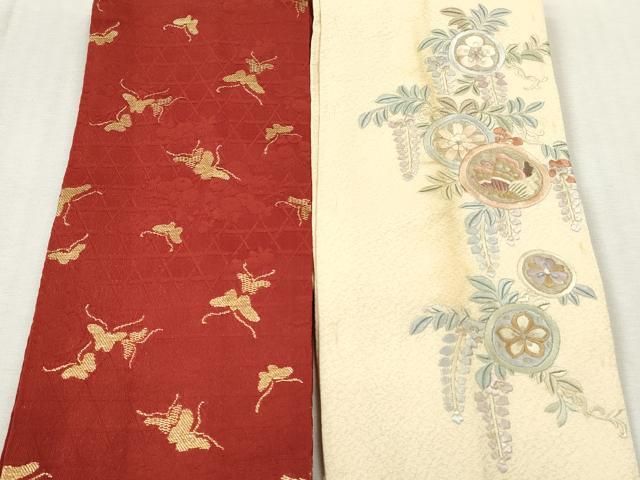 平和屋着物▼和装小物 重ね衿・伊達衿 まとめて20点 刺繍 紗綾形 麻の葉文様 花蝶丸文 金糸 未使用品あり 逸品 DABK7120xg