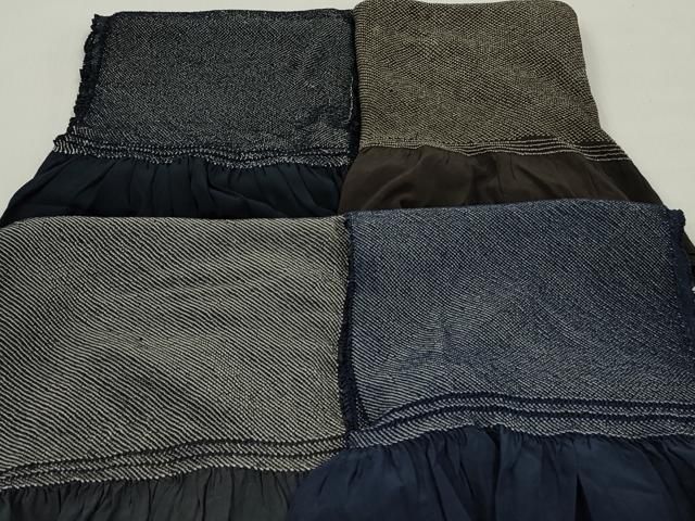 平和屋着物▼男性 和装小物 兵児帯4点セット 総絞り 留紺色 蝋色 全て正絹 逸品 DABK7161xg