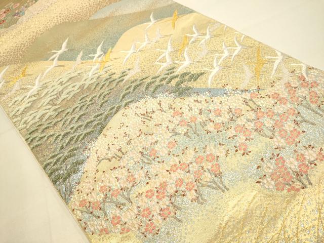 平和屋本店▼六通柄袋帯 連山薫風文 本金箔 正絹 逸品 DABK7521du