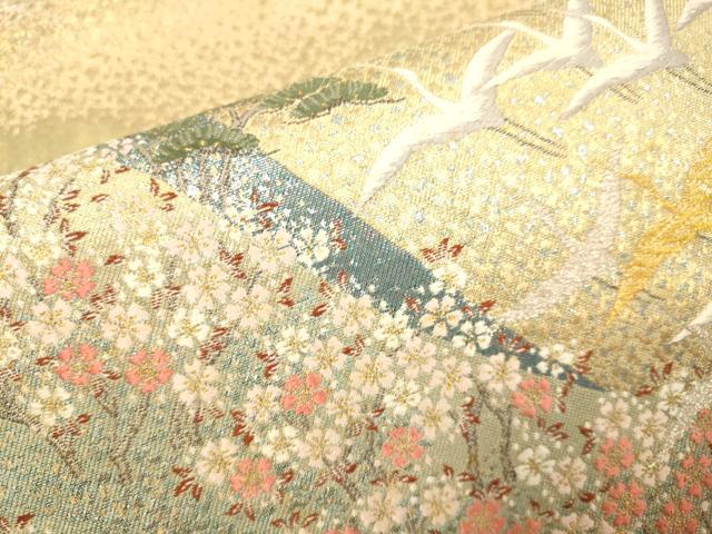 平和屋本店▼六通柄袋帯 連山薫風文 本金箔 正絹 逸品 DABK7521du