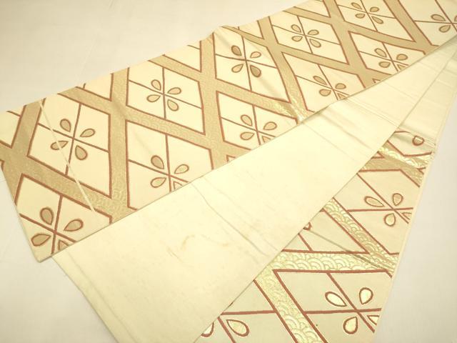 平和屋本店▼六通柄 本袋帯 菱文 純金箔 正絹 逸品 DABK7523du