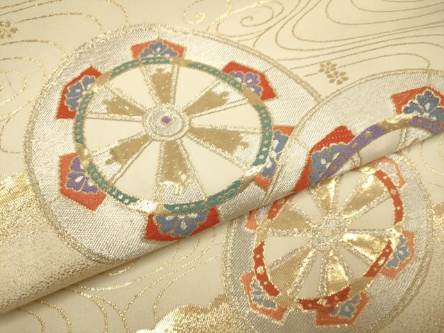 平和屋本店▼六通柄袋帯 加賀御車文 純金箔 正絹 逸品 DABK7530du