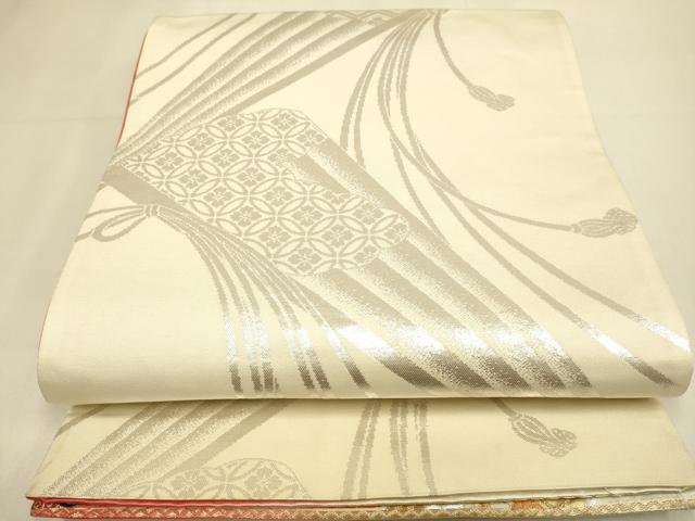 平和屋本店▼両面 六通柄袋帯 裂取御車紋 本金箔24K 正絹 逸品 DABK7531du