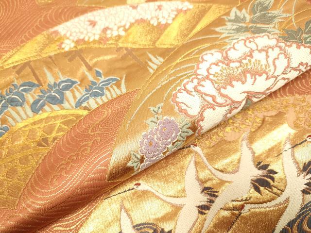 平和屋本店▼六通柄袋帯 琳派四季の調 本金箔 正絹 逸品 DABK7540du