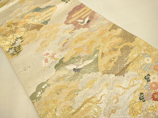 平和屋本店▼六通柄袋帯 光悦春秋文 九百本金弐重織 正絹 逸品 DABK7545du