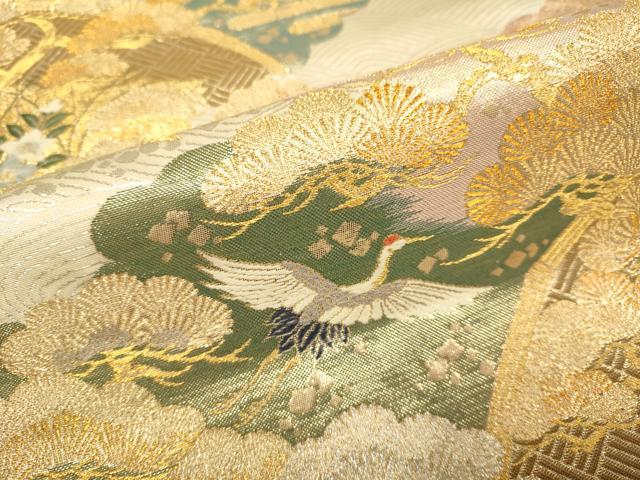 平和屋本店▼六通柄袋帯 光悦春秋文 九百本金弐重織 正絹 逸品 DABK7545du