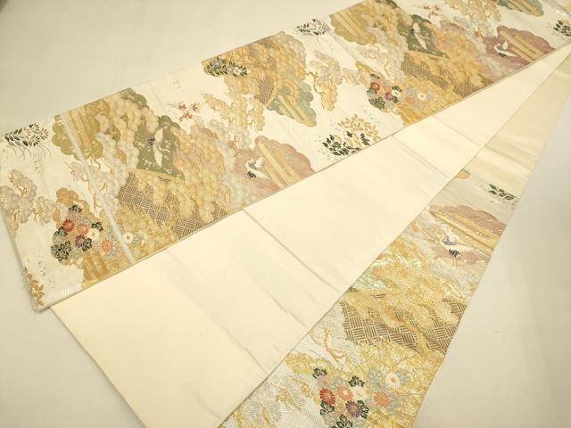 平和屋本店▼六通柄袋帯 光悦春秋文 九百本金弐重織 正絹 逸品 DABK7545du