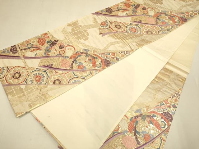 平和屋本店▼六通柄袋帯 唐織 鳳凰吉祥花文 本金箔錦 二重織 正絹 逸品 DABK7546du