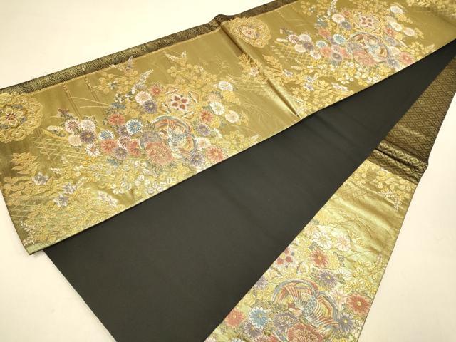 平和屋本店▼六通柄袋帯 唐織 草花華文 本金箔 正絹 逸品 DABK7553du