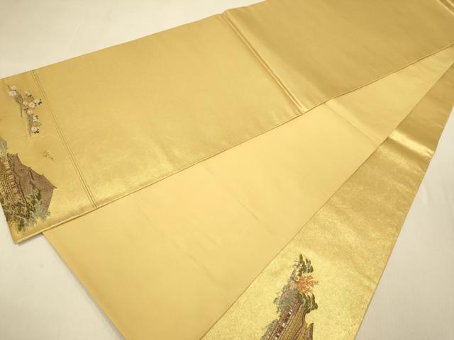 平和屋本店●太鼓柄袋帯 京百景絵図 金泥箔 本金箔 正絹 逸品 DABK7559du