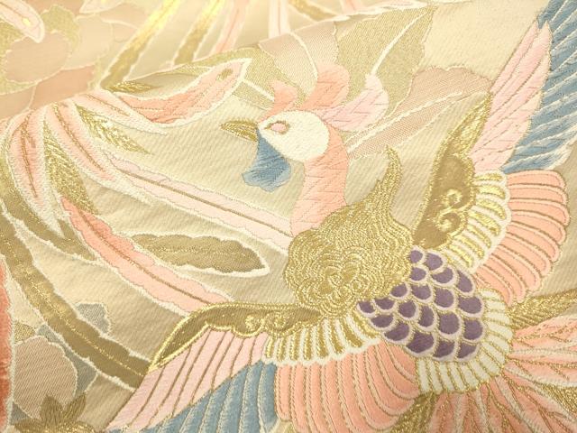 平和屋本店▼六通柄袋帯 唐織 鳳凰花文 24金箔 しょう美 正絹 逸品 DABK7562du