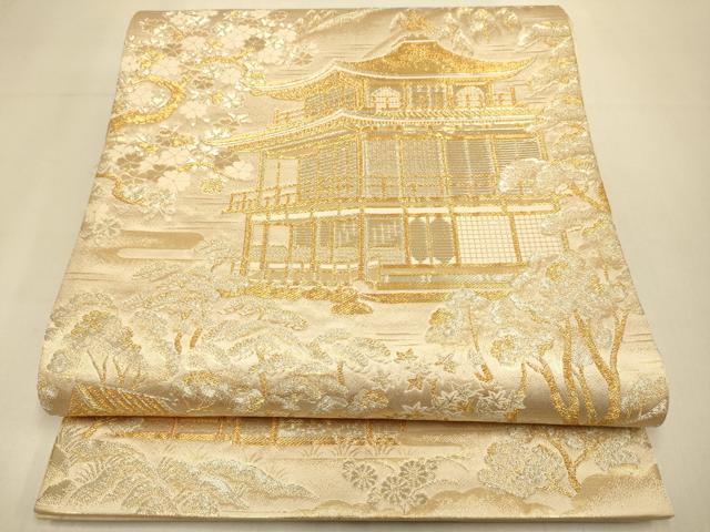 平和屋本店▼全通柄袋帯 風景文 本金箔 正絹 逸品 DABK7583du