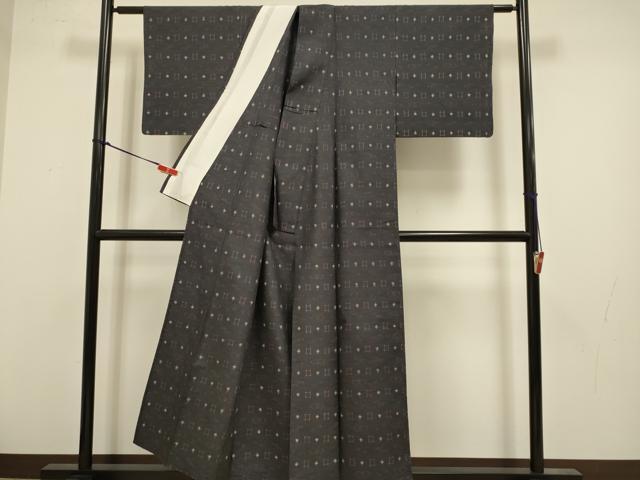 平和屋着物▽上質な紬 単衣 琉球絣文様 正絹 逸品 DABK7742du