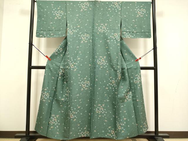 平和屋着物▽上質な小紋 単衣 舞花文 正絹 逸品 DABK7751du