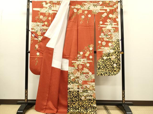 平和屋着物●豪華振袖 エ霞枝垂れ桜文 金彩 正絹 逸品 DABK7866du