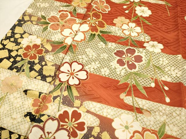平和屋着物●豪華振袖 エ霞枝垂れ桜文 金彩 正絹 逸品 DABK7866du