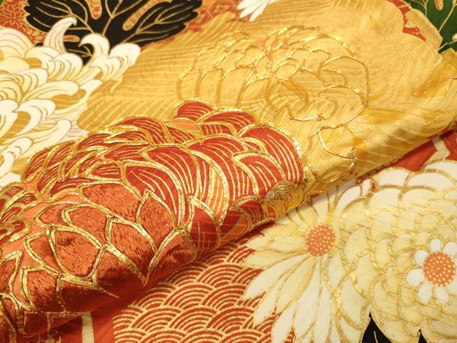 平和屋着物●豪華振袖 駒刺繍 菊文 金彩 正絹 逸品 DABK7870du