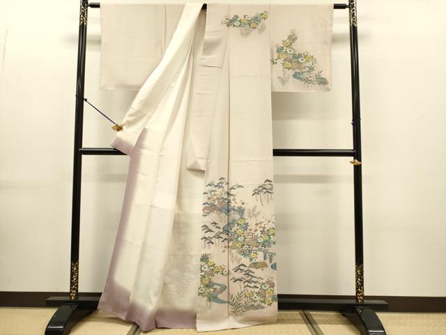 平和屋着物●本加賀友禅作家 染元千紅代表 寺西一紘 訪問着 風景花文 正絹 逸品 DABK7886du