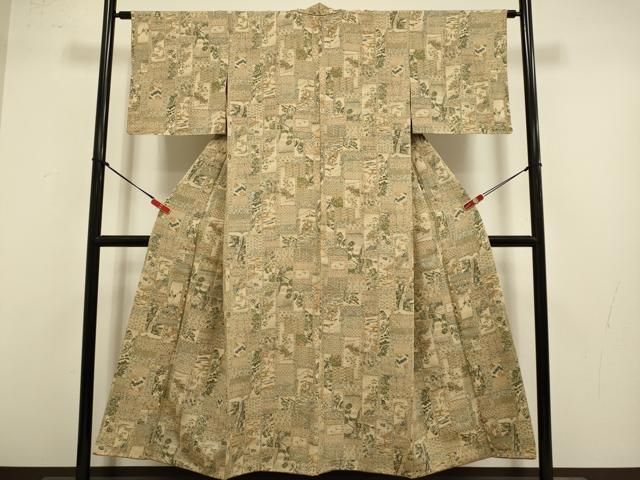 平和屋着物■上質な小紋 風景花文 胴抜き仕立て 正絹 逸品 DABK7968du