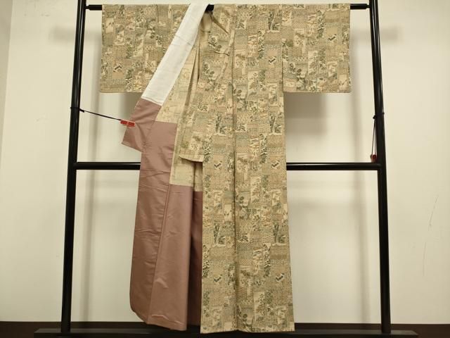 平和屋着物■上質な小紋 風景花文 胴抜き仕立て 正絹 逸品 DABK7968du