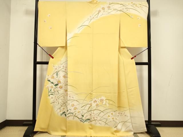 平和屋着物●訪問着 刺繍 草花文 暈し染め 金彩 正絹 逸品 DABK7985du