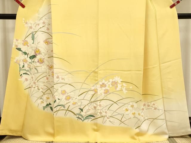 平和屋着物●訪問着 刺繍 草花文 暈し染め 金彩 正絹 逸品 DABK7985du