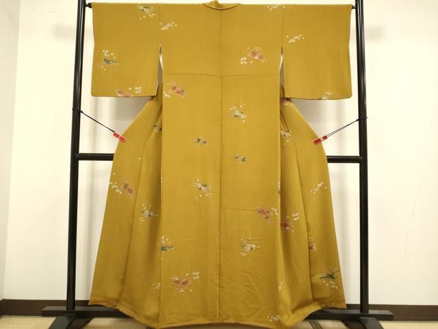 平和屋着物●青山みとも 小紋 跳び兎 鬼しぼ縮緬 正絹 逸品 DABK7986du